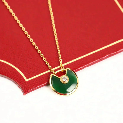 [basloveJW]AMULETTE GOLD MALACHITE NECKLACE