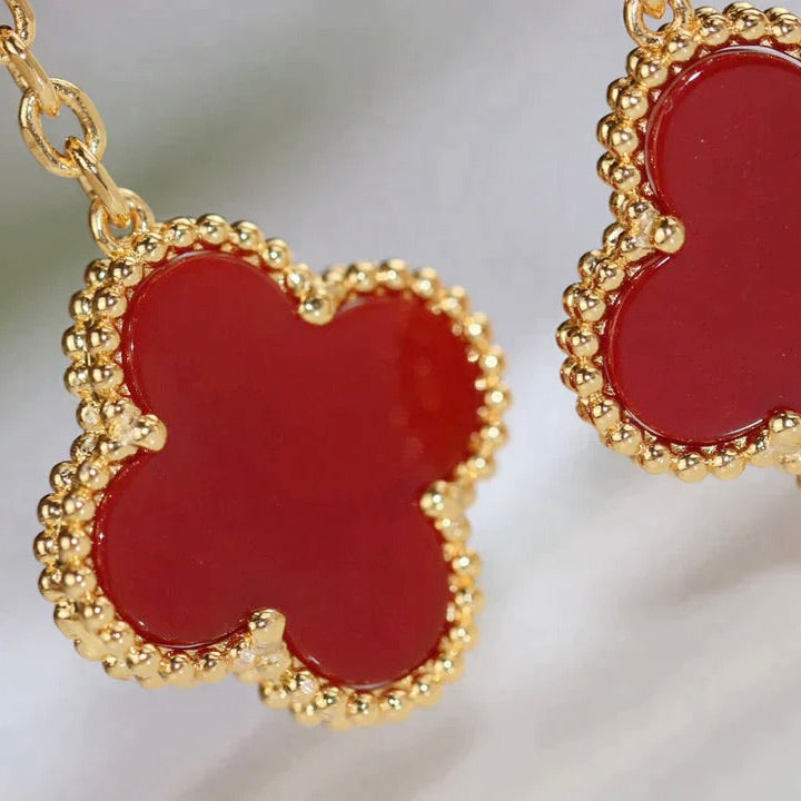 [basloveJW]CLOVER  2 MOTIF  TIGER EYE CARNELIAN EARRINGS