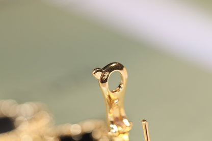 [basloveJW]CLOVER EARRINGS GOLD ONYX MOP 3 MOTIF