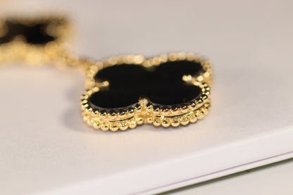 [basloveJW]CLOVER EARRINGS GOLD ONYX MOP 3 MOTIF