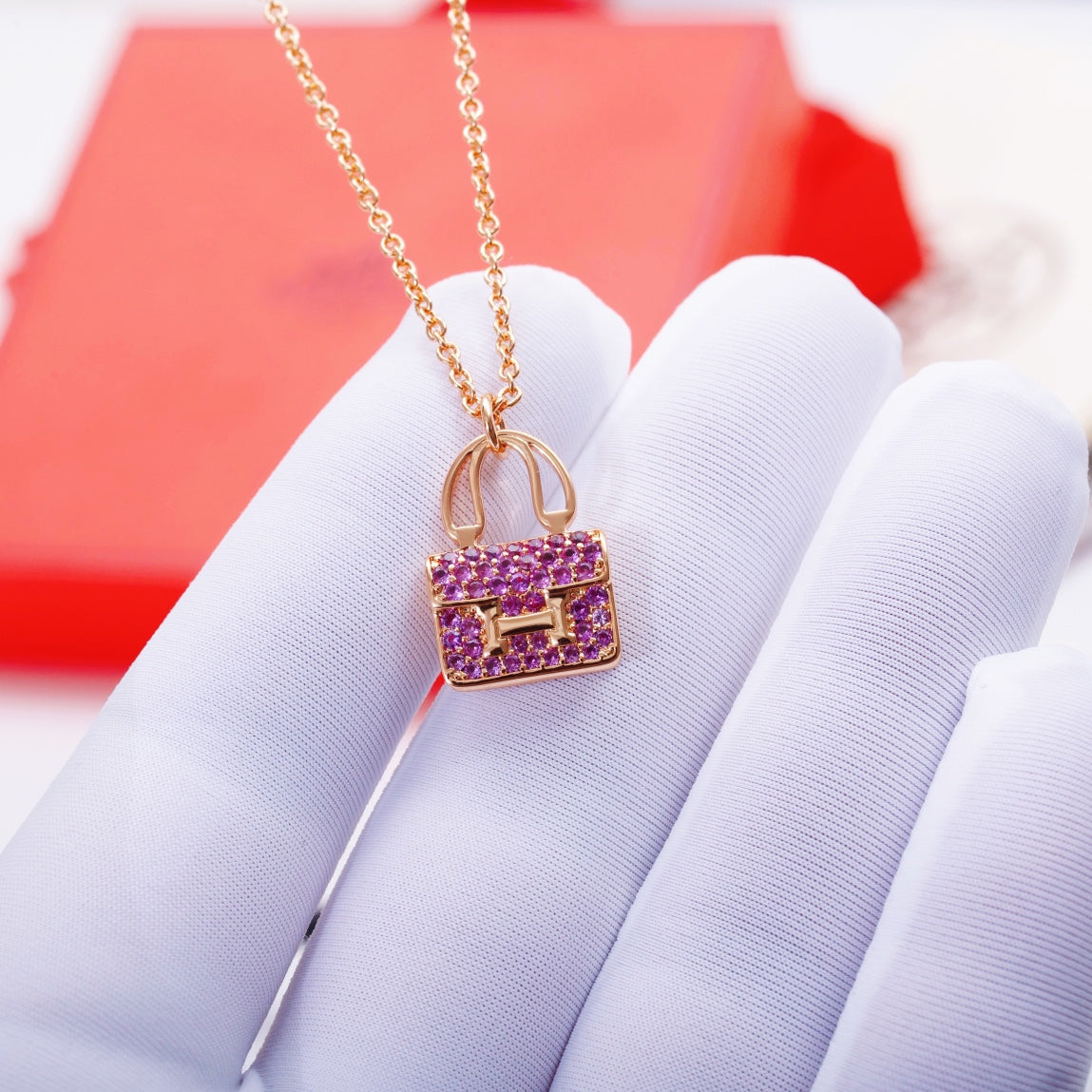 [Basjewels]CONSTANCE PEDANT PURPLE DIAMOND NECKLACE