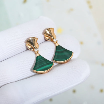 [Basjewels]DREAM MALACHITE PINK GOLD EARRINGS