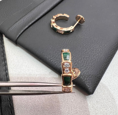 [Basjewels]SERPENTI MALACHITE PINK GOLD EARRINGS