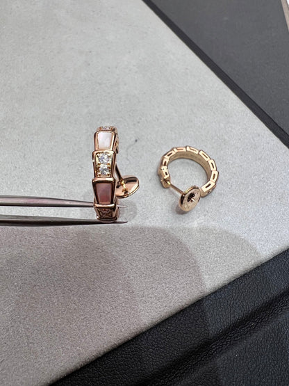 [Basjewels]SERPENTI MOP PINK GOLD EARRINGS