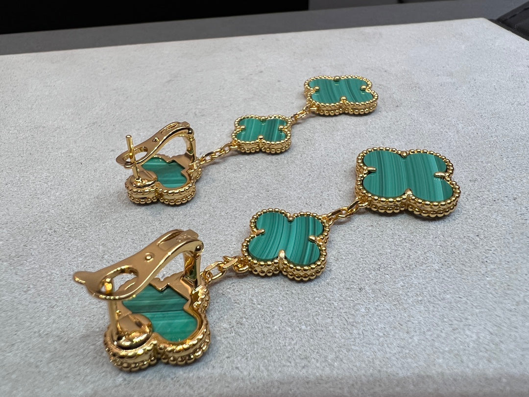 [basloveJW]CLOVER MALACHITE 3 MOTIFS GOLD