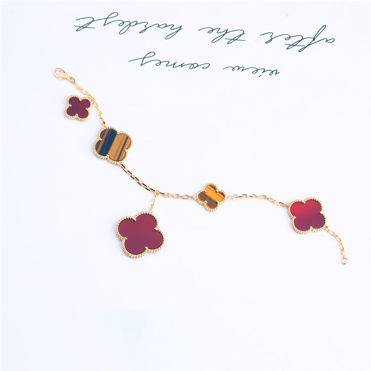 [basloveJW]CLOVER BRACELET 5 MOTIFS CARNELIAN TIGER EYE