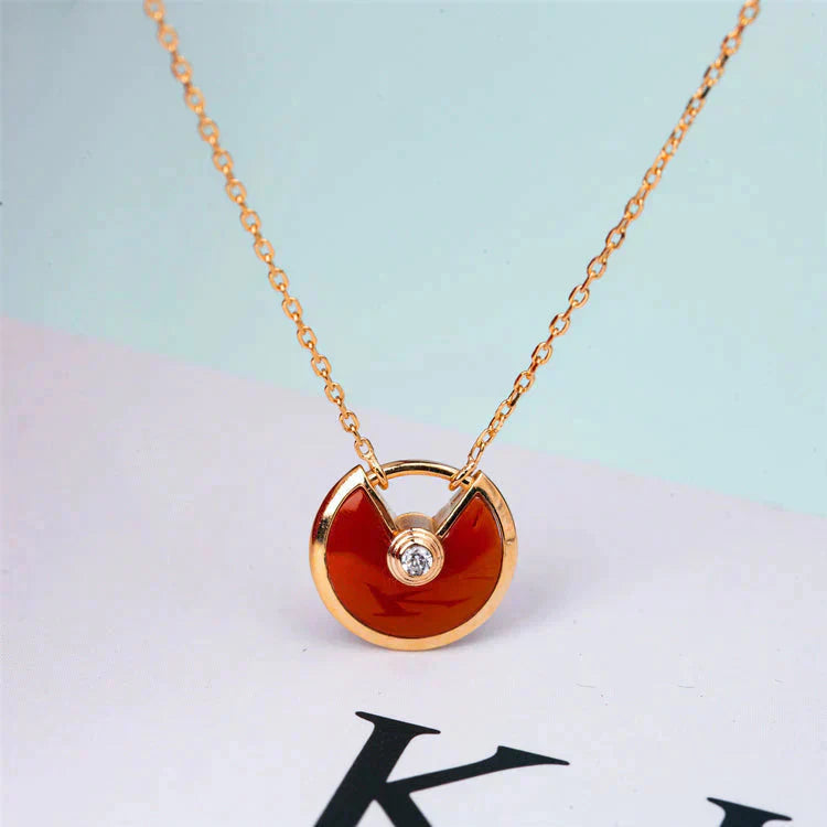 [basloveJW]AMULETTE GOLD CARNELIAN ONYX NECKLACE