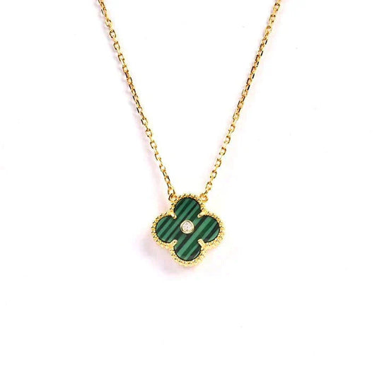 [basloveJW]CLOVER 15MM DIAMOND TURQUOISE NECKLACE