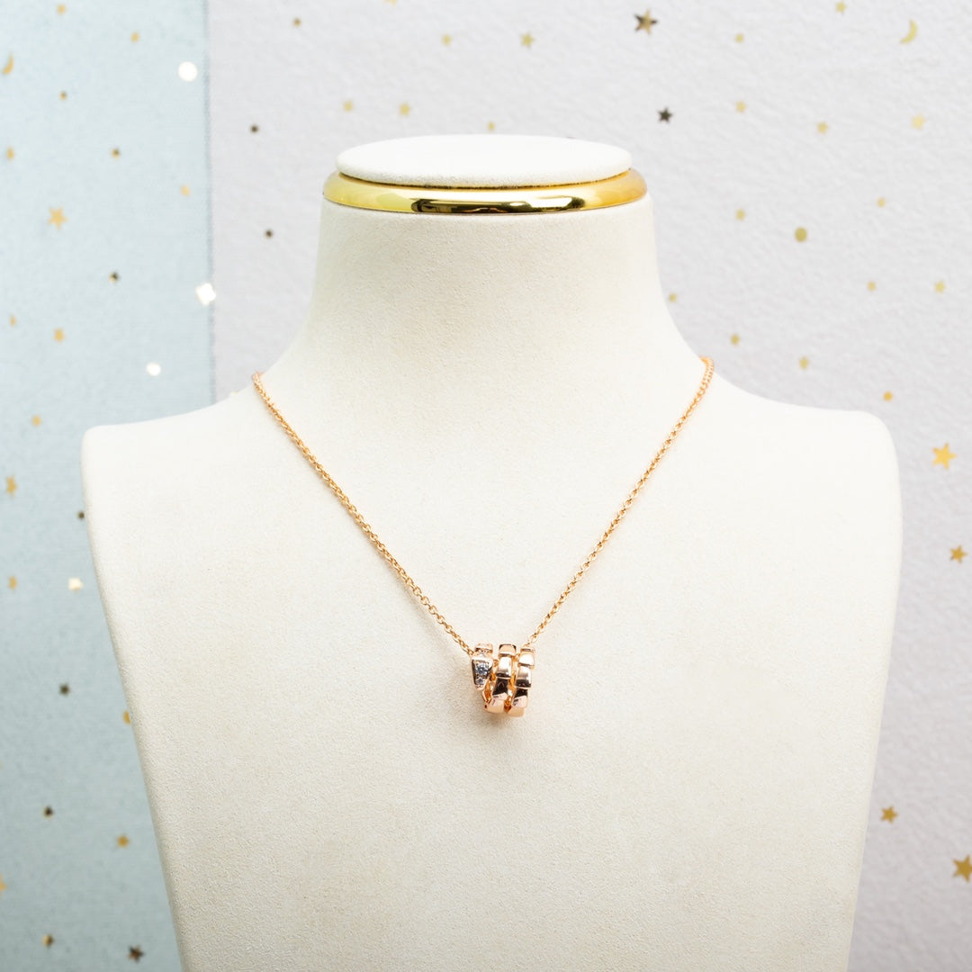 [Basjewels]SERPENTI PINK GOLD NECKLACE DIAMOND