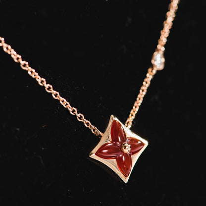 [Basjewels]STAR NECKLACE PINK GOLD 1 DIAMOND