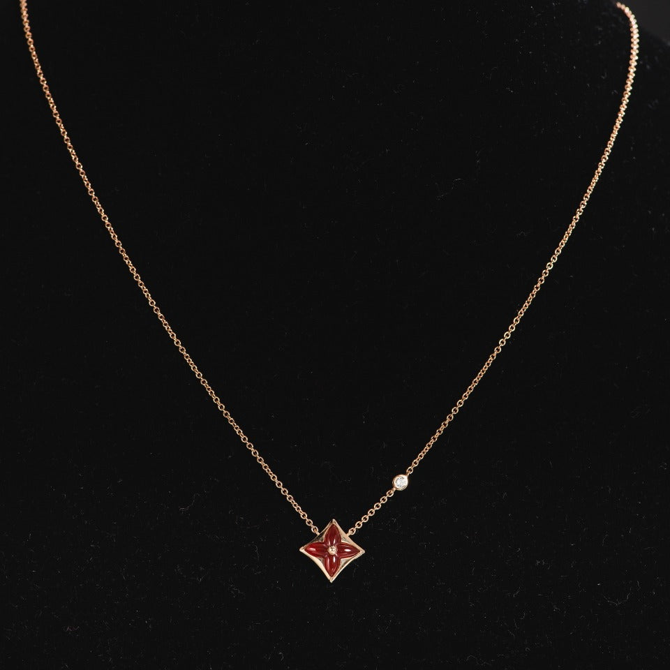 [Basjewels]STAR NECKLACE PINK GOLD 1 DIAMOND