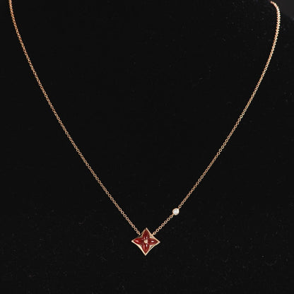 [Basjewels]STAR NECKLACE PINK GOLD 1 DIAMOND