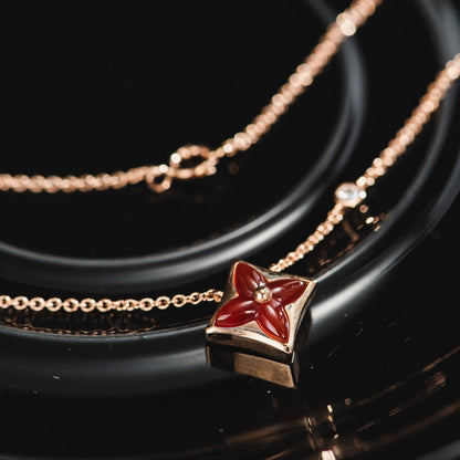 [Basjewels]STAR NECKLACE PINK GOLD 1 DIAMOND