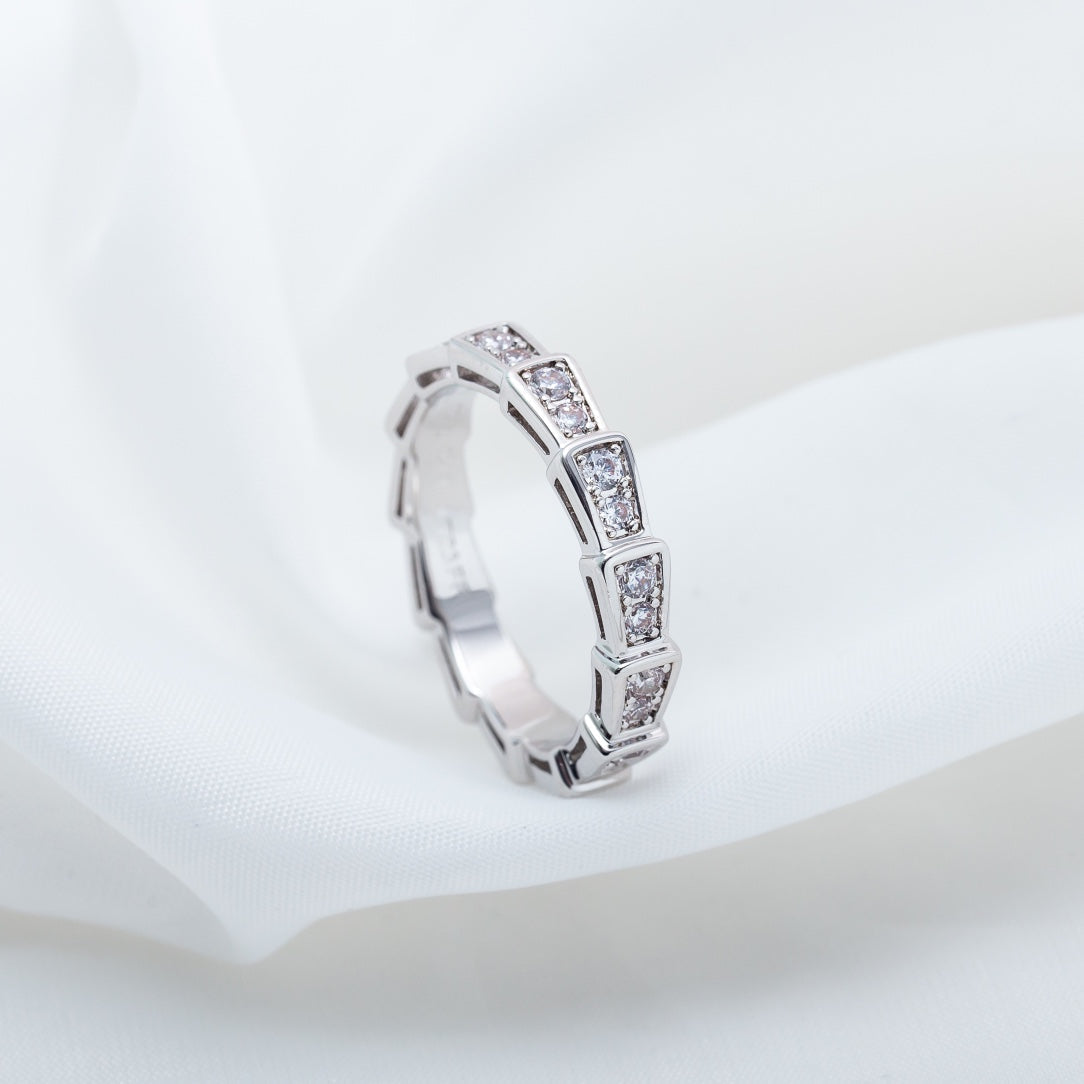 [Basjewels]SERPENTI RING SILVER DIAMOND PAVED 3MM