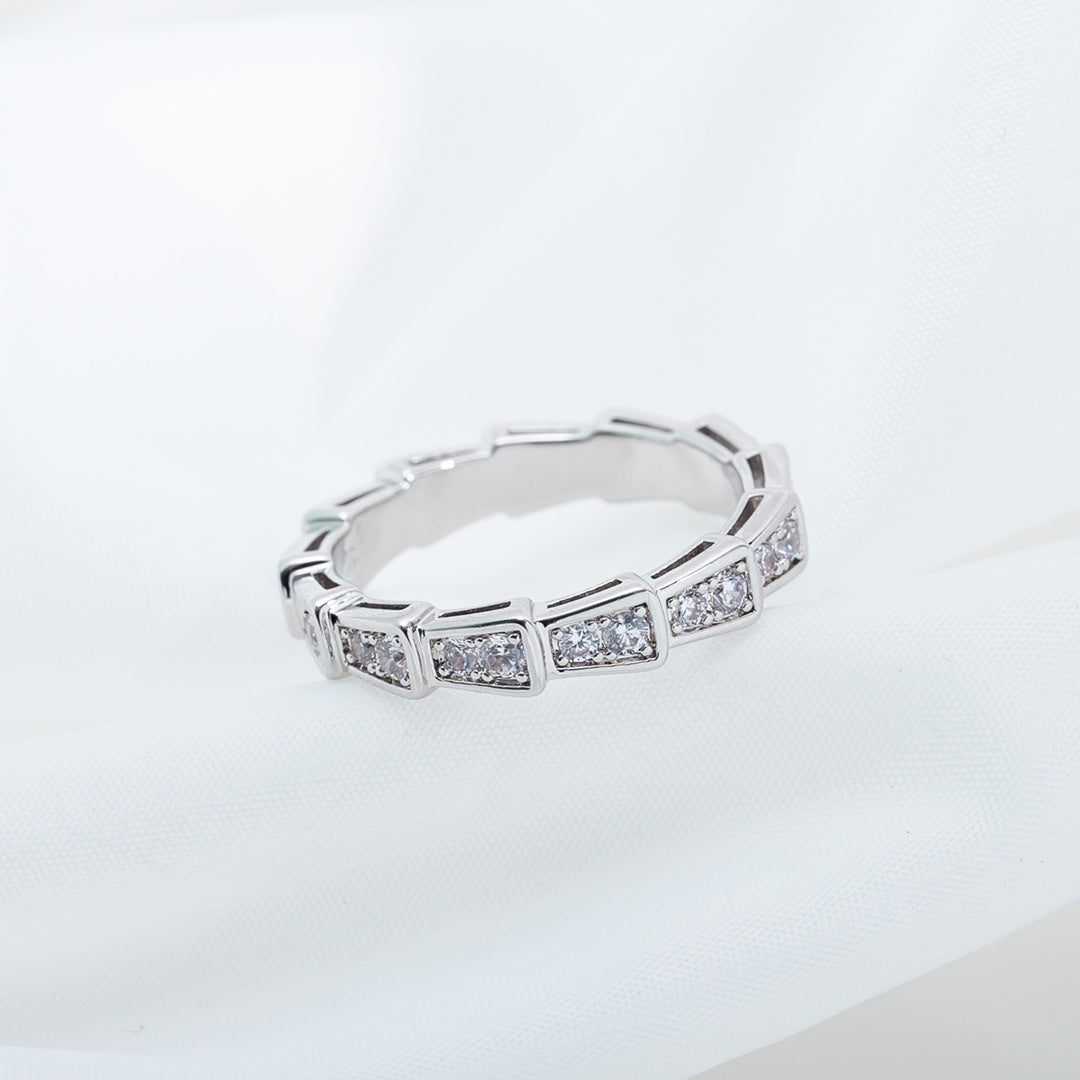 [Basjewels]SERPENTI RING SILVER DIAMOND PAVED 3MM