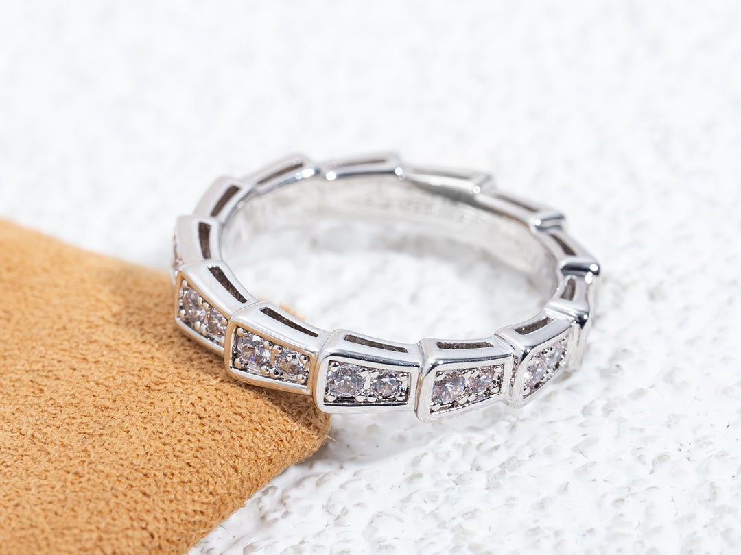 [Basjewels]SERPENTI RING SILVER DIAMOND PAVED 3MM