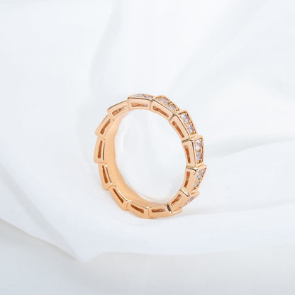 [Basjewels]SERPENTI RING PINK GOLD DIAMOND PAVED 3MM