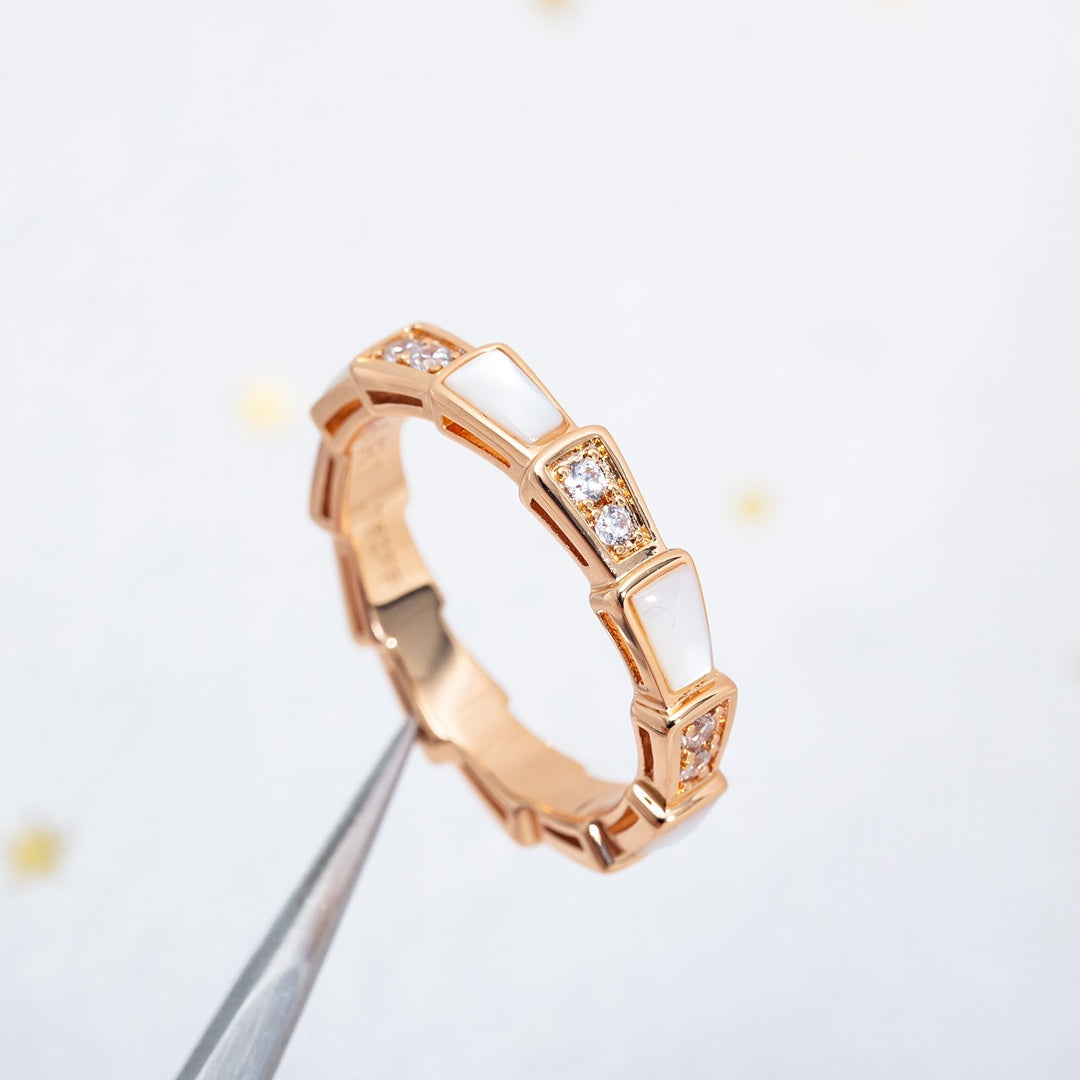 [Basjewels]SERPENTI RING PINK GOLD DIAMOND MOP 3MM