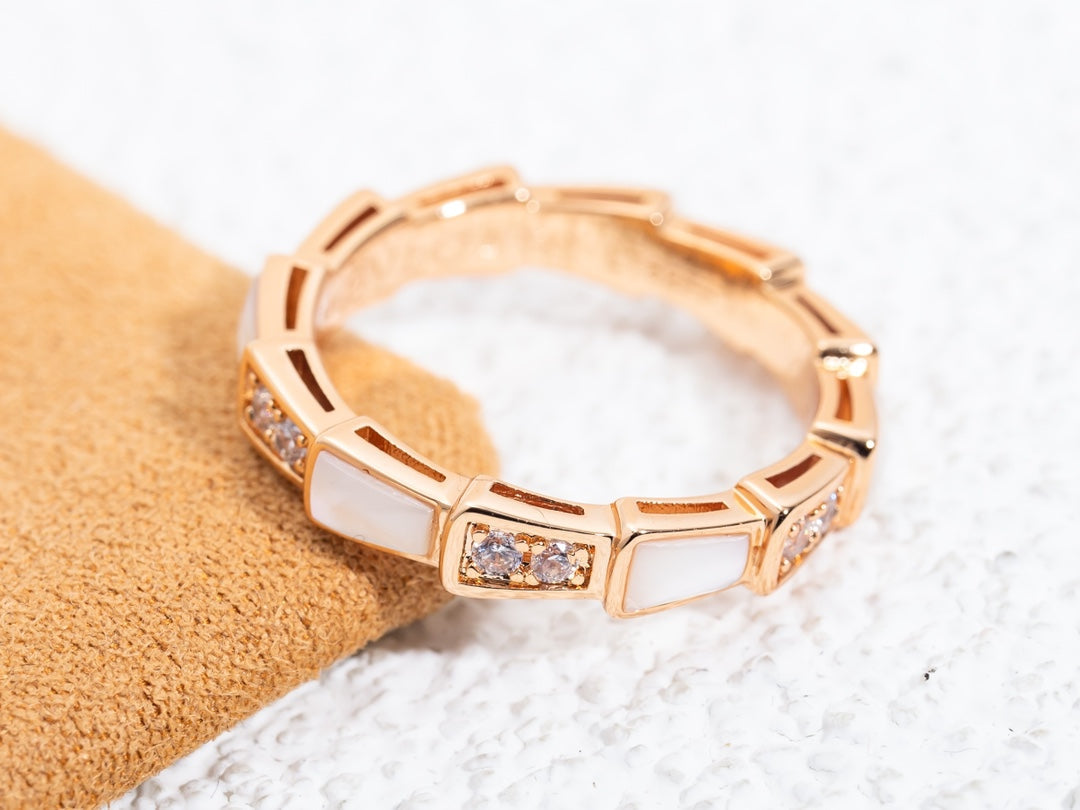 [Basjewels]SERPENTI RING PINK GOLD DIAMOND MOP 3MM