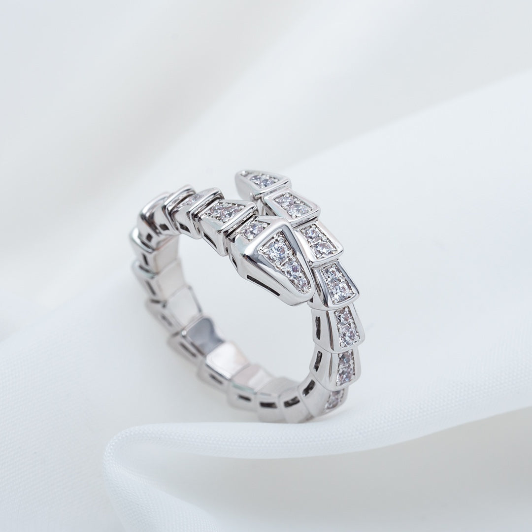 [Basjewels]SERPENTI RING SILVER DIAMOND PAVED 4MM