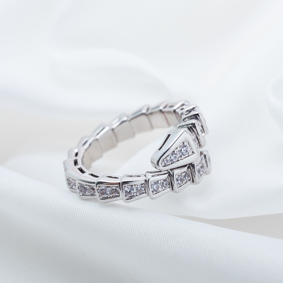 [Basjewels]SERPENTI RING SILVER DIAMOND PAVED 4MM