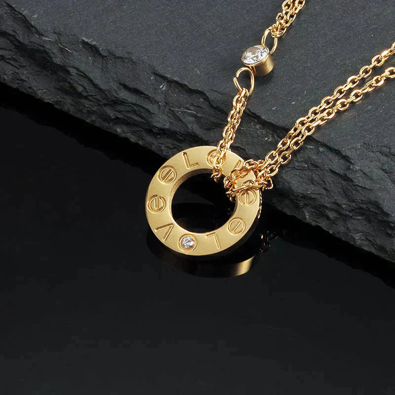 [basloveJW]LOVE NECKLACE 16MM 2 DIAMONDS