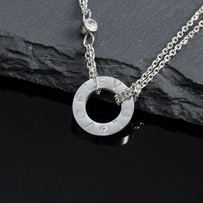 [basloveJW]LOVE NECKLACE 16MM 2 DIAMONDS