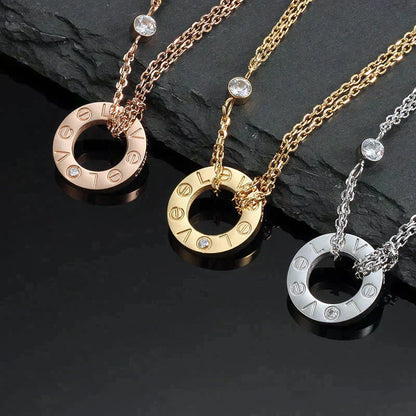 [basloveJW]LOVE NECKLACE 16MM 2 DIAMONDS