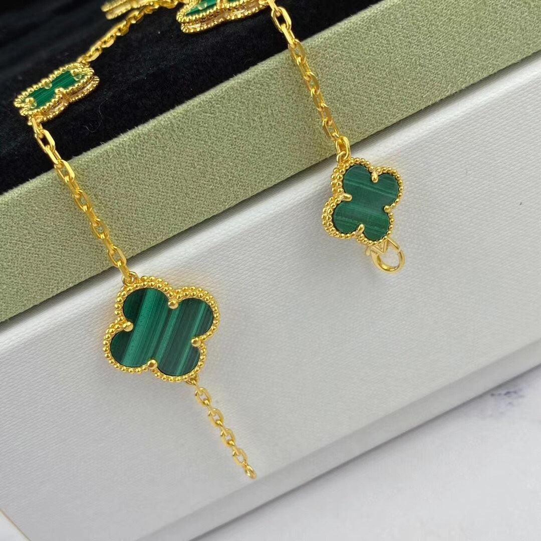 [basloveJW]MAGIC CLOVER MALACHITE GOLD BRACELET 5 MOTIFS