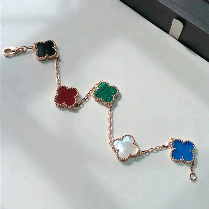 [basloveJW]CLOVER 5 MOTIFS MULTICOLOR  BRACELET