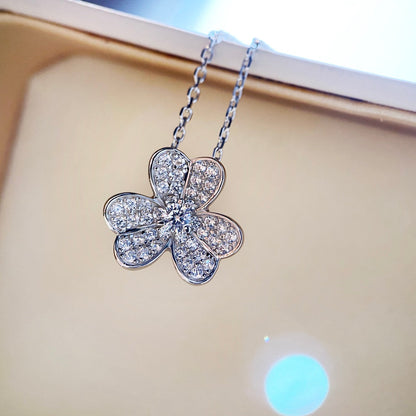 [basloveJW]CLOVER DIAMOND NECKLACE SILVER