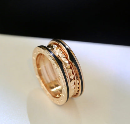 [Basjewels]ZERO 1 GOLD BLACK CERAMIC RING