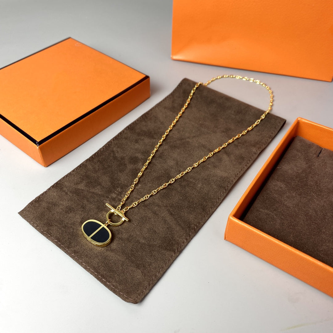 [Basjewels]CHAINE VERSO BLACK CERAMIC NECKLACE