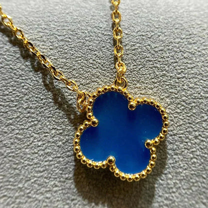 [basloveJW]CLOVER 15MM BLUE AGATE NECKLACE