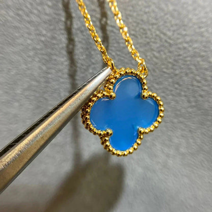 [basloveJW]CLOVER 15MM BLUE AGATE NECKLACE