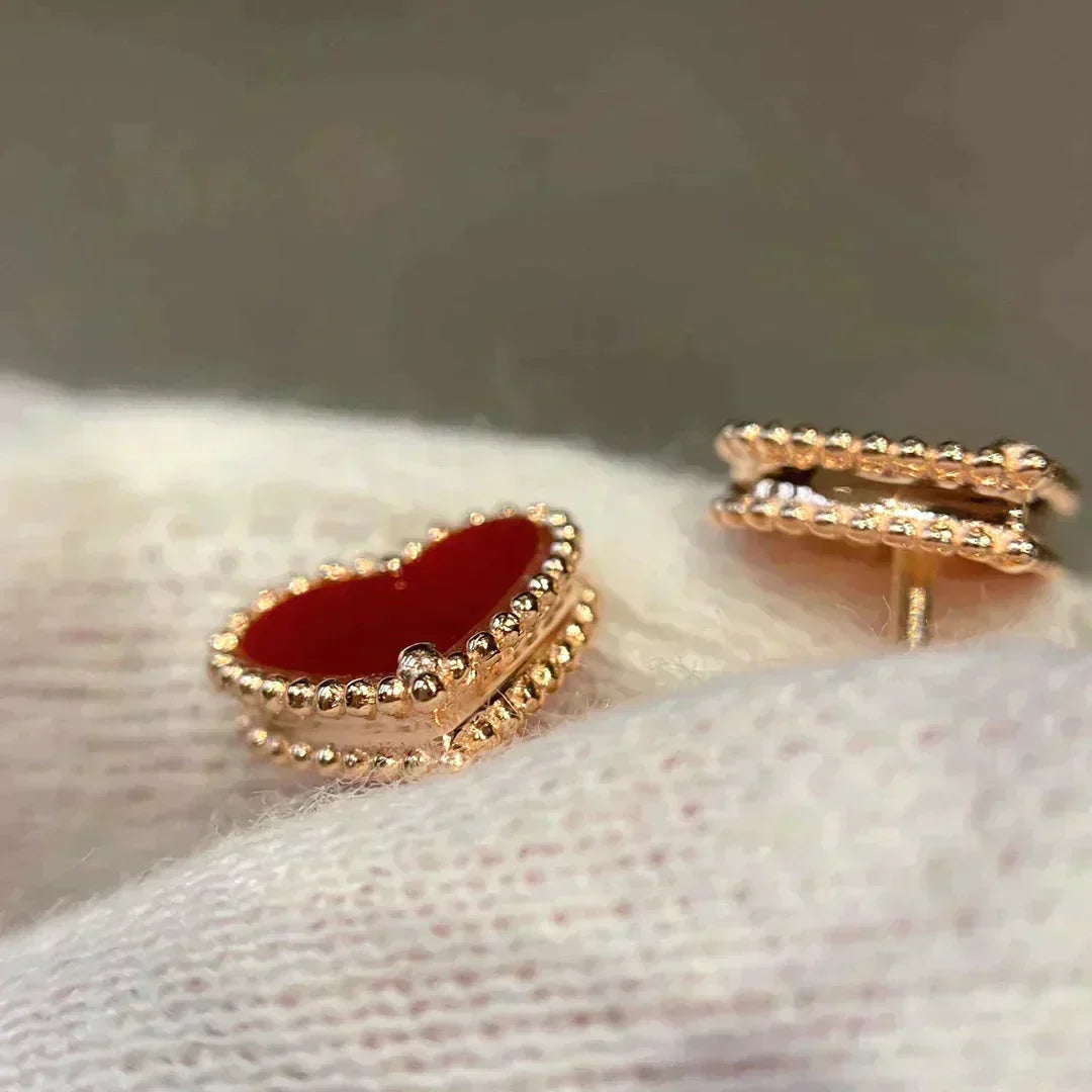 [basloveJW]HEART CARNELIAN STUD EARRINGS