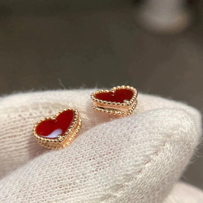 [basloveJW]HEART CARNELIAN STUD EARRINGS