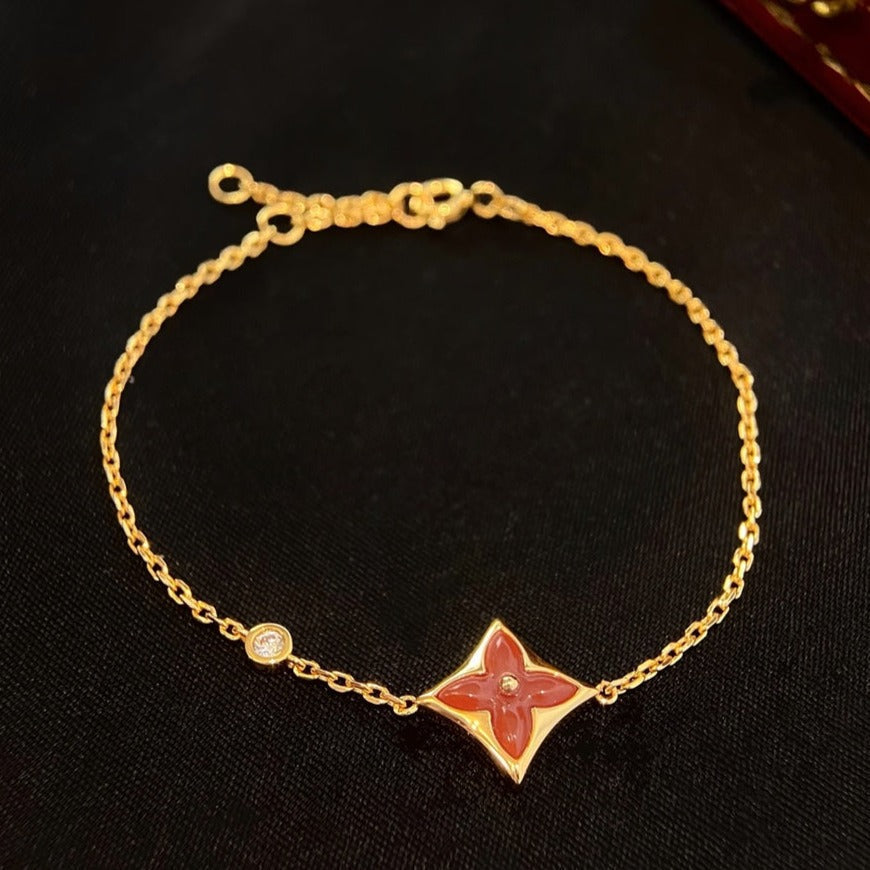 [Basjewels]COLOR STAR CARNELIAN PINK GOLD DIAMOND BRACELET