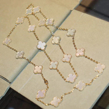 [basloveJW]CLOVER 20 MOTIFS WHITE MOP NECKLACE