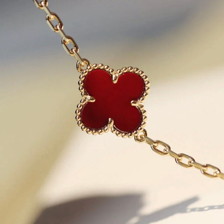 [basloveJW]CLOVER 20 MOTIFS CARNELIAN NECKLACE