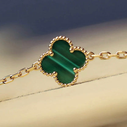 [basloveJW]CLOVER 20 MOTIFS MALACHITE DIAMOND NECKLACE