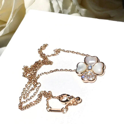 [basloveJW]CLOVER MOP DIAMOND ROSE GOLD NECKLACE