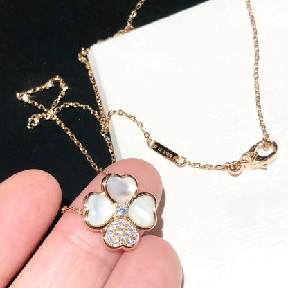 [basloveJW]CLOVER MOP DIAMOND ROSE GOLD NECKLACE