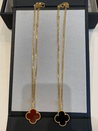 [basloveJW]CLOVER 25MM NECKLACE GOLD CARNELIAN