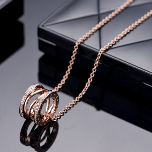 [Basjewels]ZERO 1 PINK GOLD DIAMOND OPEN NECKLACE