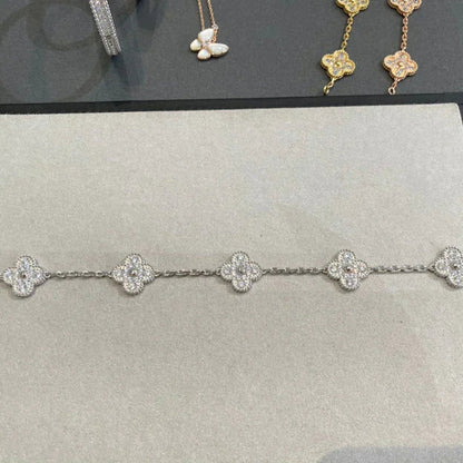 [basloveJW]CLOVER 5 MOTIFS  DIAMOND BRACELET SILVER