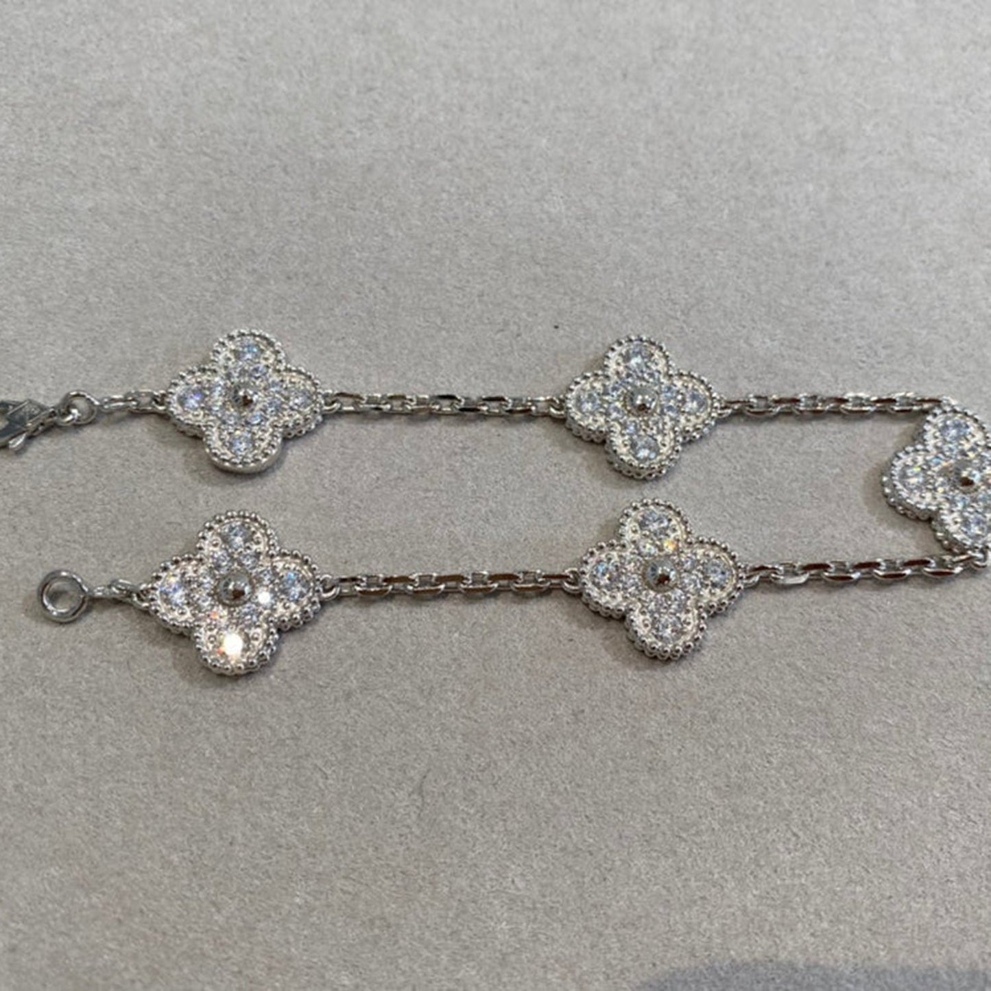 [basloveJW]CLOVER 5 MOTIFS  DIAMOND BRACELET SILVER