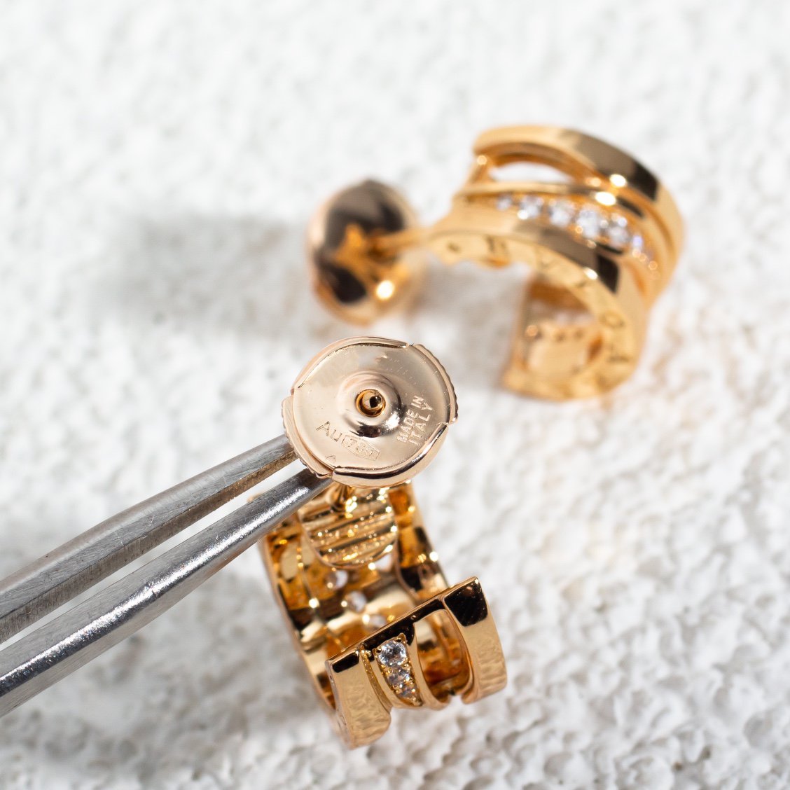 [Basjewels]ZERO 1 PINK GOLD DIAMONDS EARRINGS