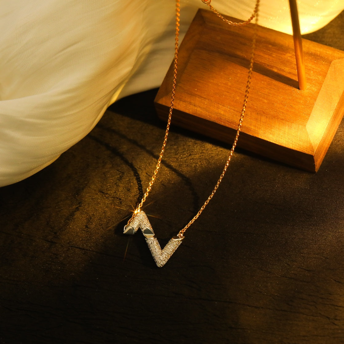 [Basjewels]VOLT SILVER DIAMOND PEDANT NECKLACE