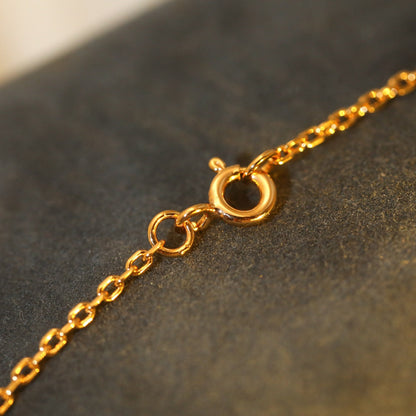 [Basjewels]SUN PEDANT PINK GOLD 1 DIAMOND NECKLACE